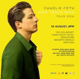 Don't miss Charlie Puth, the voice behind hit singles "See You Again" from Fast & Furious 7, "Marvin Gaye" feat. Meghan Trainor and more, live on this one night only concert!